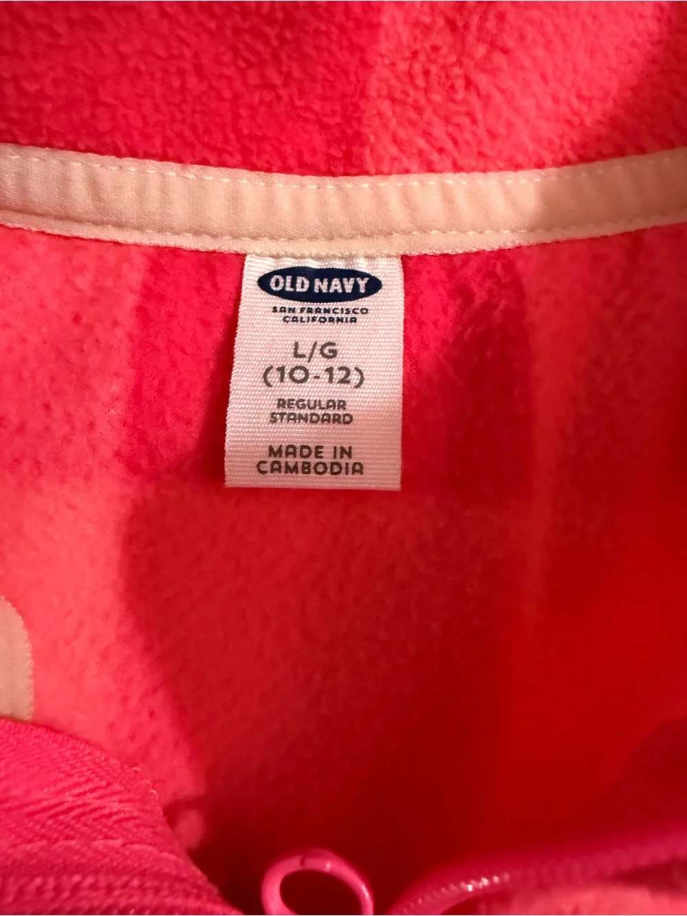 Old Navy Pink and Red Striped Fleece Jacket